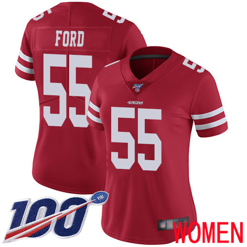 San Francisco 49ers Limited Red Women Dee Ford Home NFL Jersey #55 100th Season Vapor Untouchable->youth nfl jersey->Youth Jersey